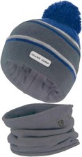 Island Green Herren Box Geschenkset Strick Bommelmütze/Thermo Halswärmer blau grau Herren-Neck Warmer price