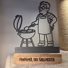 Figur "Grillmeister" Holz Deko Garten Grillparty Barbecue Männergeschenk Garten Grill & Barbecue price