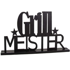 Schriftzug "Grillmeister" Holz schwarz Deko Garten Grillparty Barbecue Geschenk Garten Grill & Barbecue price