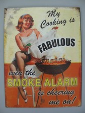 Blechschild "Smoke Alarm" Garten Grill Diner Küche Smoker Barbecue 33x25cm Neu Garten Grill & Barbecue price