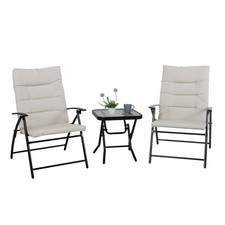 B-Ware SVITA VENTURA Sitzgruppe 3-tlg gepolstert Klappstühle Camping-Möbel Beige Garten Möbel Set price