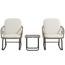 Outsunny Rattan Schaukelstuhl-Set, Gartenmöbel-Set mit 2 Stühlen Refurbished Garten Möbel Set price