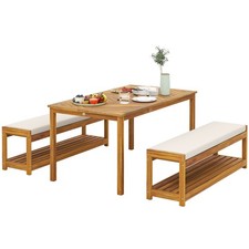 Outsunny 3 tlg. Gartenmöbel-Set, Sitzgarnitur inkl. 1 Esstisch Refurbished Garten Möbel Set price