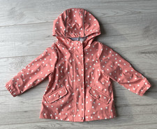 Mädchen Regenmantel Jacke Kapuze Reißverschluss rosa/weiß gepunktet Herz Gr. 80 Baby Kleinkind Baby-Regenmantel price
