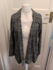 Offene Strickjacke 14 schwarz grau gefleckt Langarm von M&S Collection Damen-Strickjacke price