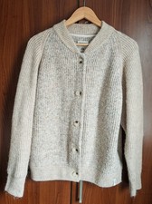 Burgs Damen beige Knopfleiste Strickjacke Wollmischung Größe UK 12 Damen-Strickjacke price