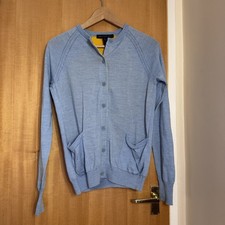 Marc Jacobs 100% Feinstrick Merinowolle Blau Strickjacke Größe Small Ex Con Damen-Strickjacke price