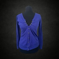 Damen Y2K lila Strick Rüschen Cardigan 12-14 Angora weicher Strick leicht Damen-Strickjacke price