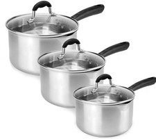Edelstahl Kochtöpfe Kochtopf Pfannen Gas Elektro Induktion Kochfeld - 3er Set Pot / Pan Sets price