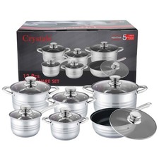 12-teiliges Edelstahl Kochgeschirr Set Kasserolle Suppentopf Topf Kochfeld Glasdeckel Pot / Pan Sets price