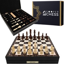 Holz Aufbewahrung Schachspiel Dame Figuren | 3in1 Spiel Set | 14 ZOLL (36 CM) | Game Set price