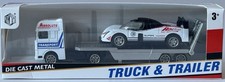 Auto Abschleppwagen Transporter + Formel weiß Auto Modell Spielzeug Diecast Maßstab 1:64-1:87 Toy Cars price