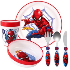 Spiderman Kinder 6-teiliges Geschirr Besteck Set - Teller/Schale/Tasse/Messer/Gabel/Löffel Dinnerware Set price