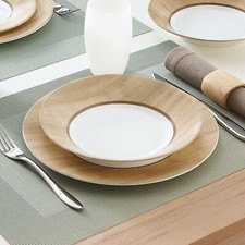 Luminarc Alpaga 18 teiliges Opalglas Geschirrset Holz Design Geschirr Dinnerware Set price