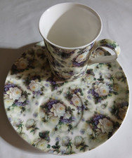 Frühstücks-Set shabbc chic Becher Tasse Teller Porzellan Rosen Landhaus-Stil Frühstücksset price