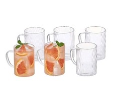 6er Set Espressogläser. Kleine gestreifte Glas Kaffeetassen mit Griffen. 160ml Cup / Glass / Coffee Set price