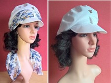 Damen Schirmmütze Sommer Baskenmütze Ballonmütze Sommer Leinen Weiß Gr.55-62 Neu Damen-Mütze price