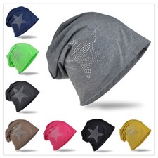 Beanie Mütze Unifarbe mit Strass Stern Herren Damen Mützen Jersey Slouch Trend Damen-Mütze price
