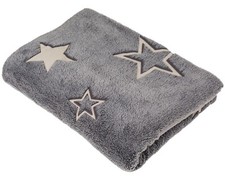 Kuscheldecke GLOW Grau mit Sternen Leuchtet im Dunkeln 135x173cm Fleecedecke Decke price