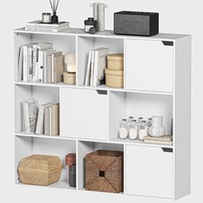 HOMCOM Bücherregal 9 Würfelfächer 3 Türen 6 offene Regale Spanplatte Refurbished Bücherregal price