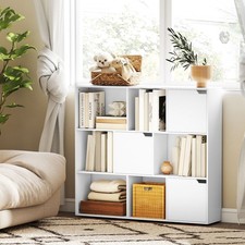 Bücherregal, 9 Fächern, 3 Türen, 6 offene Regale, Weiß Refurbished Bücherregal price
