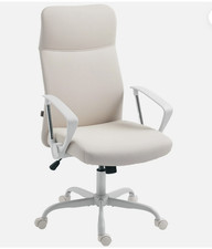 HOMCOM Bürostuhl mit hoher Rückenlehne, Computer Schreibtischstuhl für Zuhause, cremeweiß Büro-Chair price