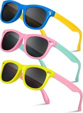 1 oder 3 Paar Kinder Sonnenbrillen polarisiert flexibel UV400 Vollschutz Alter 3+ UK Kids' Sunglasses price