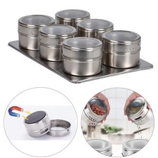 Magnetisches Gewürzregal 6-teiliges Set Stahl Gläser Klardeckel Kräuter Aufbewahrung Behälter Topf UK Spice Sets & Racks price