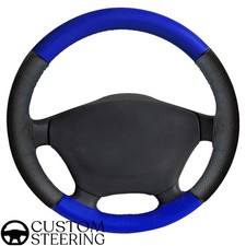 FÜR FORD CUSTOM 13-18 ROYALBLAU & SCHWARZ PERF LEDERLENKRADBEZUG Steering Wheel Cover price