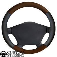 FÜR FORD CUSTOM 13-18 DUNKELBRAUN & SCHWARZ PRO LEDERLENKRADBEZUG Steering Wheel Cover price