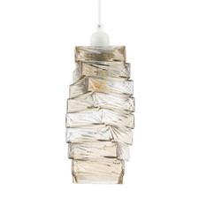 Eleganter goldgetönter Pendelleuchtenschirm mit versetztem rechteckigem Korpus von Happ... Pendant Light price