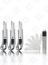 SBS® Profi Cuttermesser Aluminium 18mm 3 Stück + 30 Ersatzklingen Abbrechklingen SBS price
