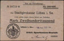 200.000 Mark Löbau Städt. Spk. 1923 SPK price