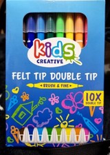 Kids Creative 10 Felt Tip Double Tip Brush&Fine Neu Felt-tip Stift price