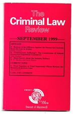 The Criminal Law Review September 1999 Paperback Book Criminal Law price