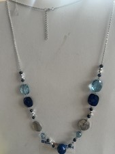 Lange blaue Kugeln und flacher Schmuck Modeschmuck Halskette Costume Necklace price