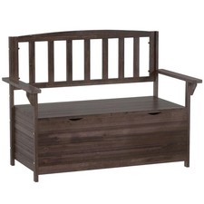 Outsunny Garten-Aufbewahrungsbank, 2-Sitzer-Outdoorbank aus Tannenholz, braun Garten Bench price