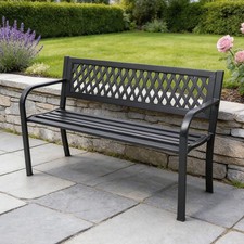 Metall Gartenbank 3 Sitzer Outdoor Terrasse Stuhl Wetterfest Stahl Garten Bench price