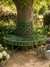 Klassisch Vintage Stil Rustikal Grün Metall Rund Rund Rund Baum Sitz Gartenbank Garten Bench price