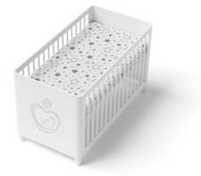 100% BAUMWOLLE BABYBETT SPANNBETTLAKEN BEDRUCKTES DESIGN PASSFORM KINDERBETT 120x60cm Milchstraße Baby-Bed price