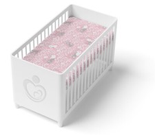 100% BAUMWOLLE BABYBETT SPANNBETTLAKEN BEDRUCKT DESIGN PASSFORM KINDERBETT 140x70cm Hase Rosa Baby-Bed price