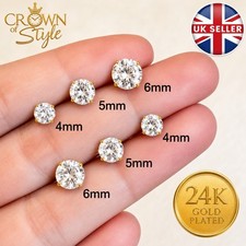 Herren Damen Kinder Luxus 24K Vergoldet Rund Diamantschliff Ohrstecker Gold Earrings price