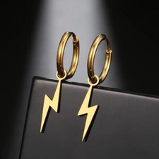 Lightning Bolt Creolen in Edelstahl Gold oder Silber Damen Geschenk Gold Earrings price