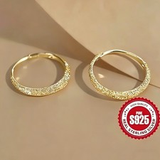 925 Sterling Silber Sternen Creolen mattiert funkelnder Kreis Damen fein Gold Earrings price
