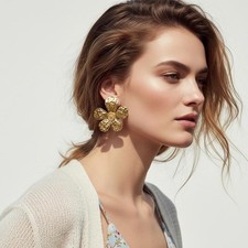 Gold Color Hollow Flower Stud Earrings For Women Design Irregular Jewelry Gifts Gold Earrings price