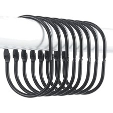 Duschvorhangringe 12 Stück Metall Oval schwarz Snap Closure Vorhanghaken Bad Shower / Badezimmer Vorhang price