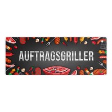 Grill Metallschild mit Barbecue Motiv und Spruch: Auftragsgriller Grillfleisch Grill und Barbecue price