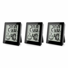 3x Digital Mini Hygrometer Thermometer mit Smiley-Komfortanzeige schwarz Thermometers price