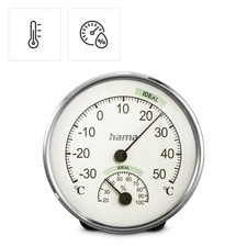 Hama Thermometer Hygrometer Analog Temperatur Raumklima Innen 12,5 cm Edelstahl Thermometers price