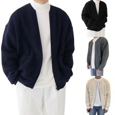 Marineblaue Herren Strickjacke mit Reißverschluss und gefüttertem Trichterauss Herren-Pullover & Strickjacke & Knitwear price